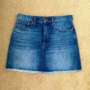 Madewell denim mini skirt.